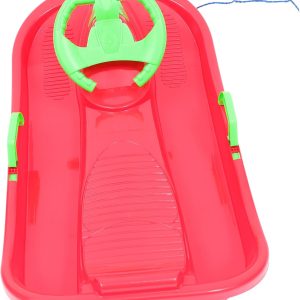 Snowboard Extra Thick Ski Board with Steering Wheel Brakes Ideal Snow Sled for Boys and Girls and Adults