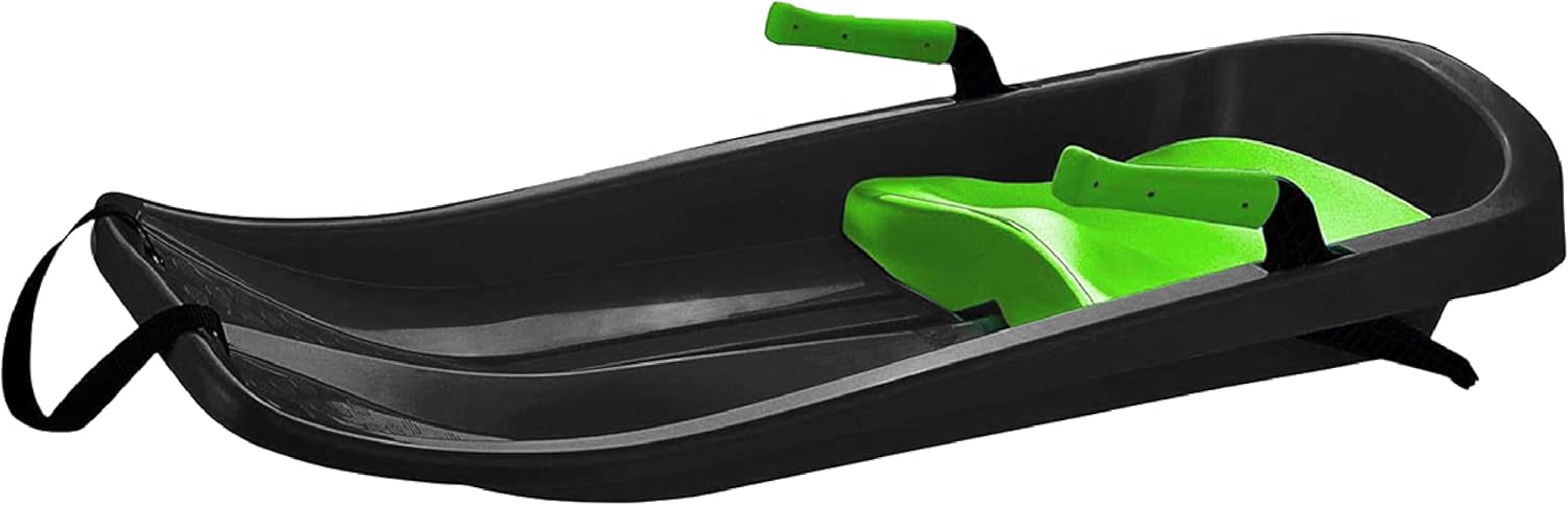 Durable Kids' Toboggan Sleds - Plastic, Lightweight, Winter Snow Sleds with Tow Strap & Pull-Up Brakes