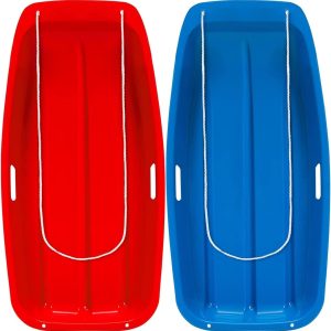 35" x 17"  Snow Sled,2 Pack Plastic Toboggan Snow Sleds with 2 Handles and Pull Rope, Winter Snow Sleds for Adults
