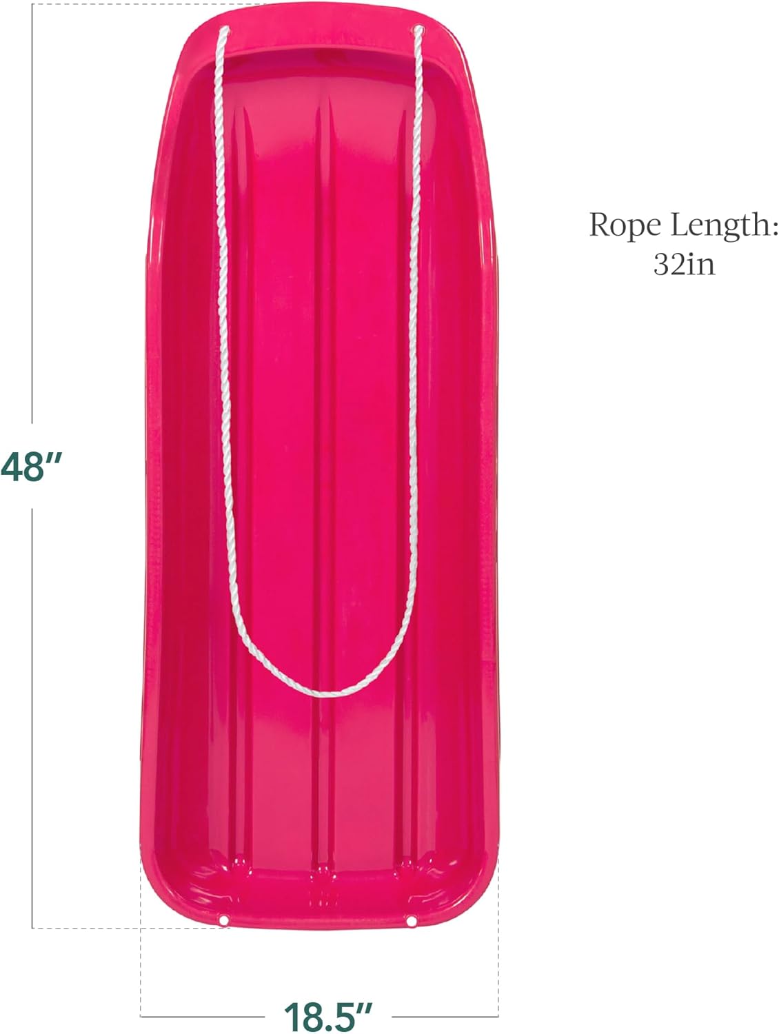 48in Kids Plastic Toboggan Snow Sled w/Pull Rope - Image 2