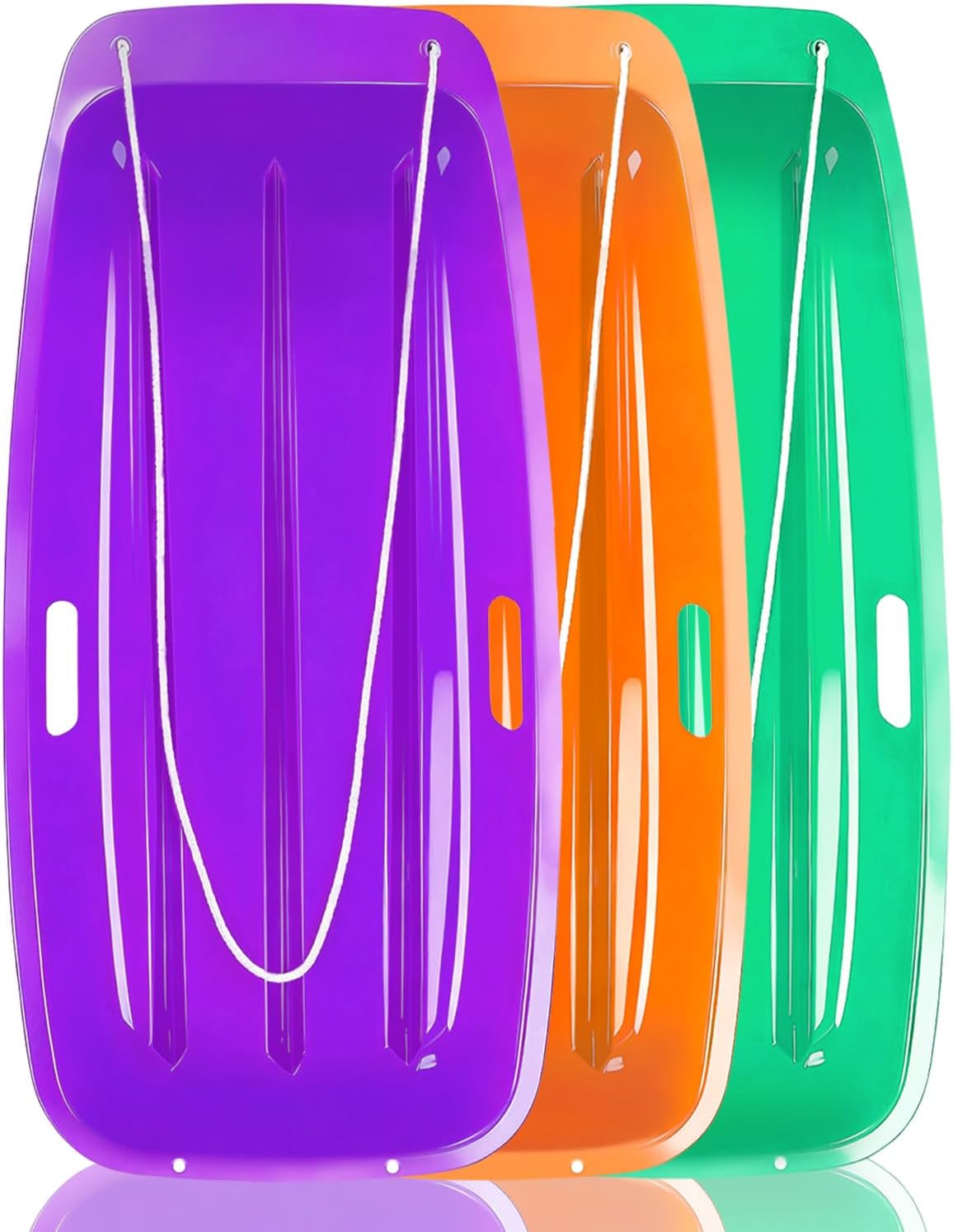 Sled, Snow Sled for Kids and Adults, Downhill Sprinter Snow Sled for 1-2 Riders with Pulling Rope and 2 Handles, Utility Pull Sled 35" for Skiing, Ice Fishing, Work Cargo, Deer Hunting, Gift