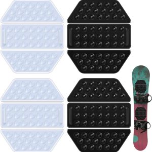 4 Pcs Snowboard Stomp Pads  Black and Clear Anti Slip Stomp Pad Mat for Men and Women Outdoor Sports to Enhance Snowboarding Skills